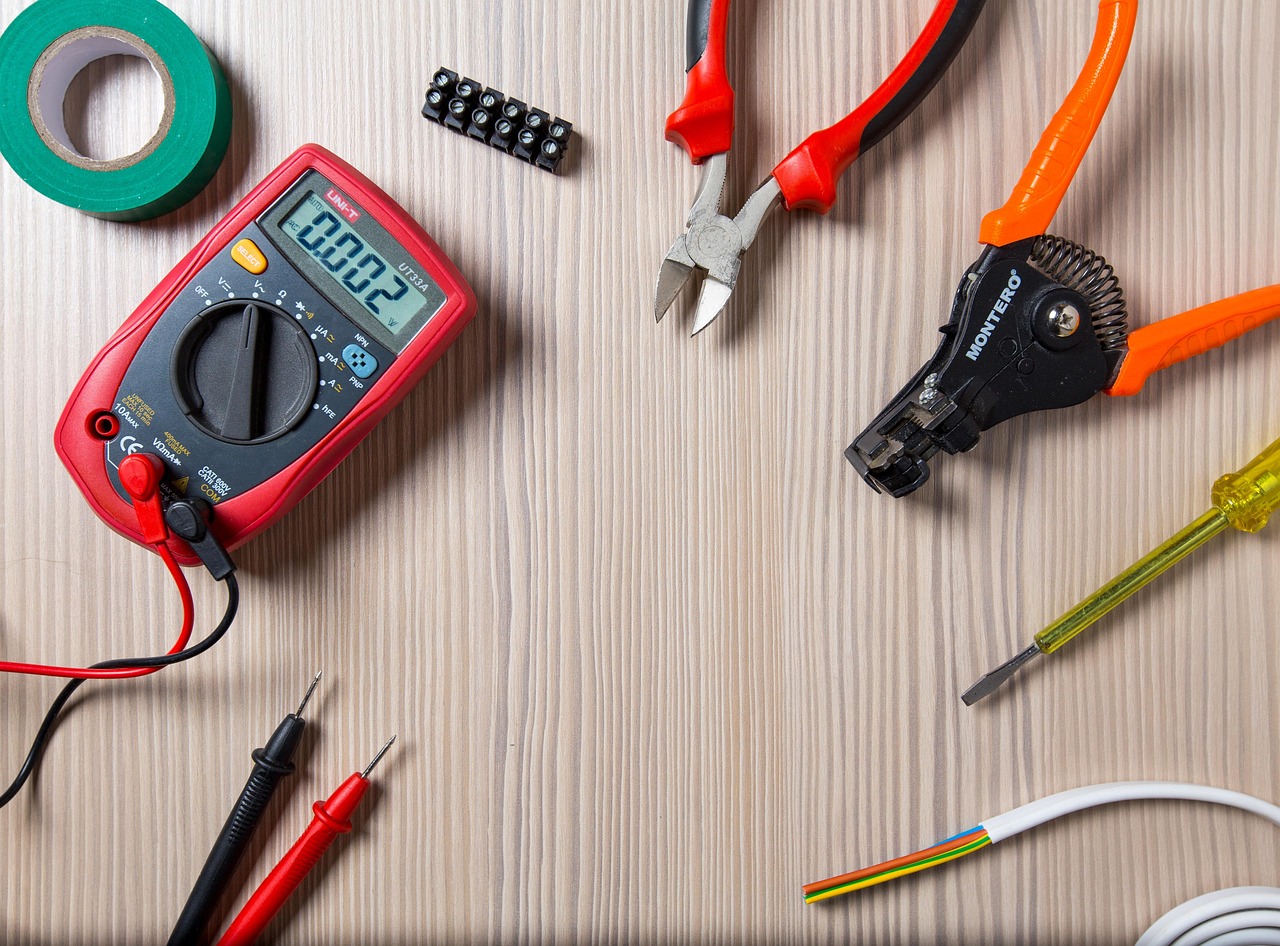 Electrician tools on workbench